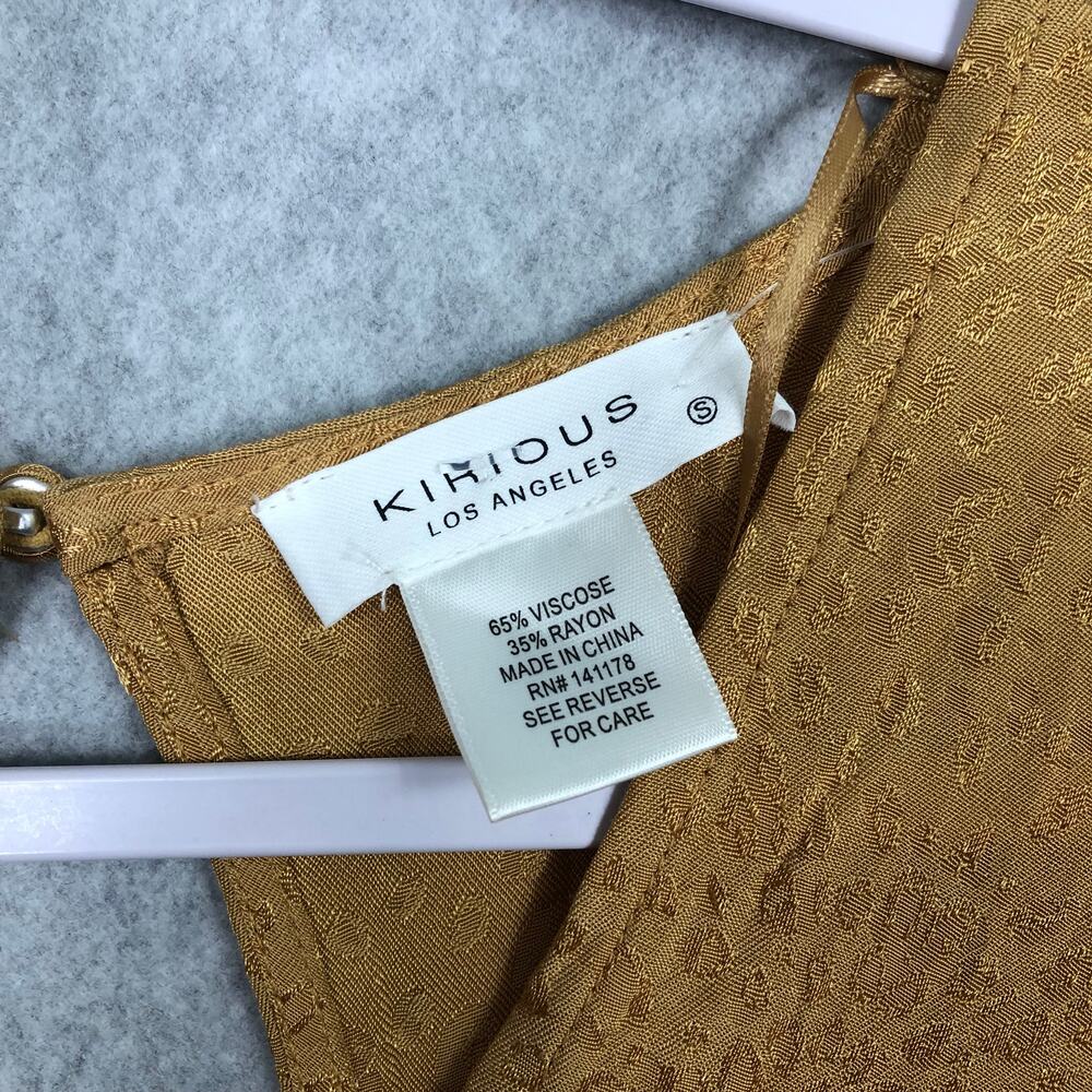 Kirious‎ Shirt Womens Small Gold Blouse Crop Open Back Twee Festival Animal Mob - Picture 7 of 11